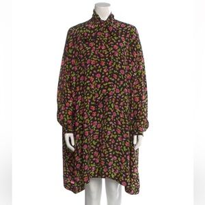 Balenciaga Asymmetrical Black Floral Dress